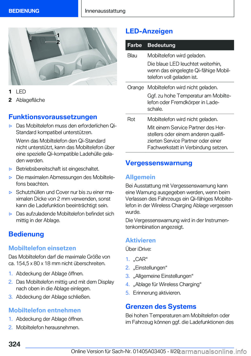 BMW X6 M 2020  Betriebsanleitungen (in German) �1�L�E�D�2�A�b�l�a�g�e�f�l�