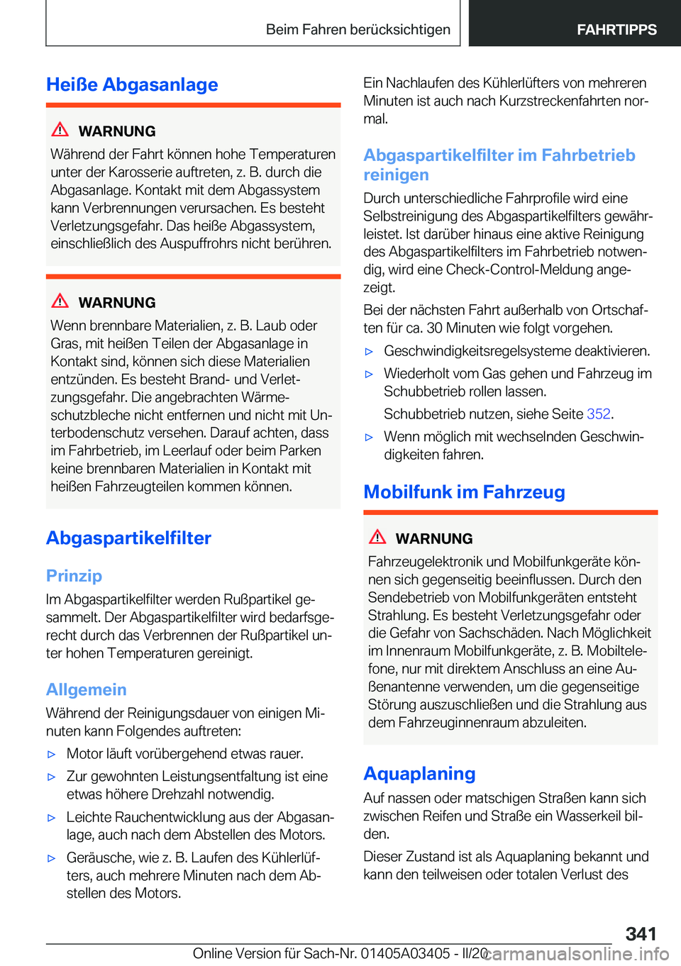 BMW X6 M 2020  Betriebsanleitungen (in German) �H�e�i�