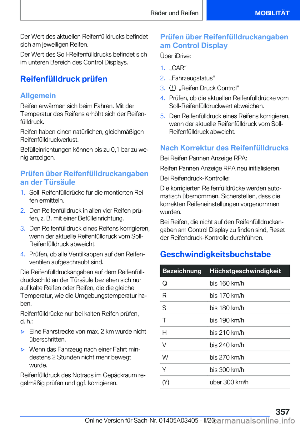 BMW X6 M 2020  Betriebsanleitungen (in German) �D�e�r��W�e�r�t��d�e�s��a�k�t�u�e�l�l�e�n��R�e�i�f�e�n�f�