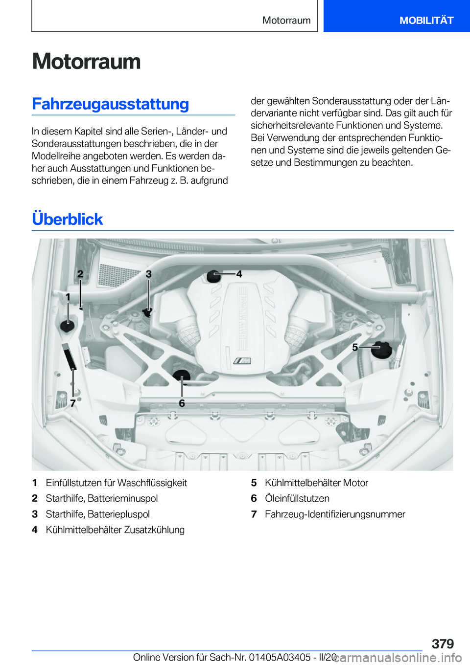 BMW X6 M 2020  Betriebsanleitungen (in German) �M�o�t�o�r�r�a�u�m�F�a�h�r�z�e�u�g�a�u�s�s�t�a�t�t�u�n�g
�I�n��d�i�e�s�e�m��K�a�p�i�t�e�l��s�i�n�d��a�l�l�e��S�e�r�i�e�n�-�,��L�