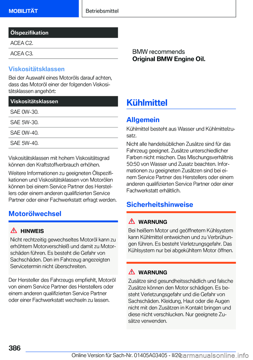 BMW X6 M 2020  Betriebsanleitungen (in German) �