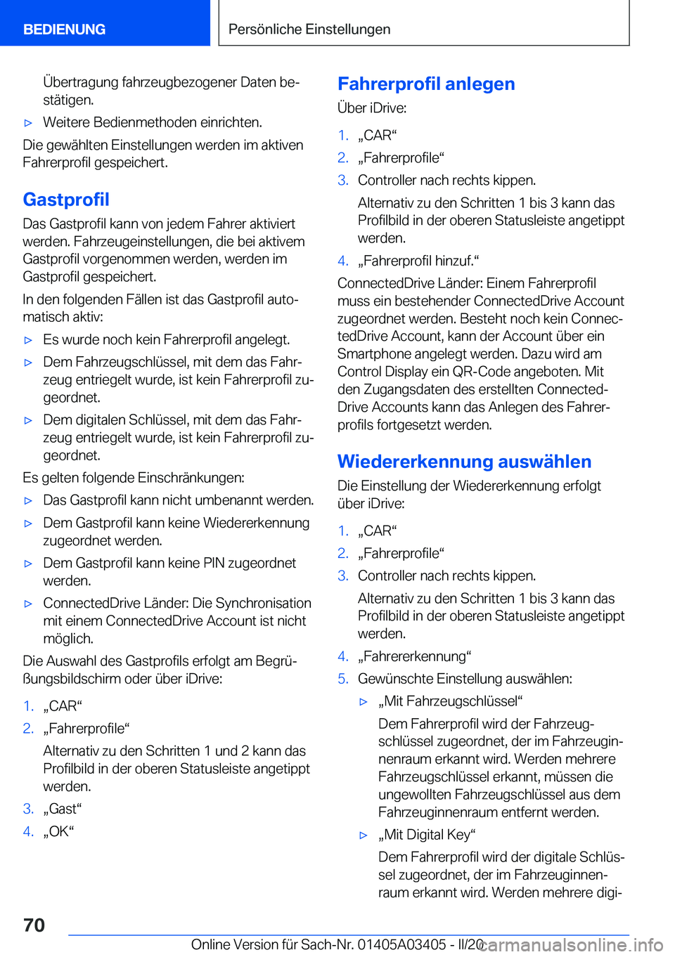 BMW X6 M 2020  Betriebsanleitungen (in German) �
