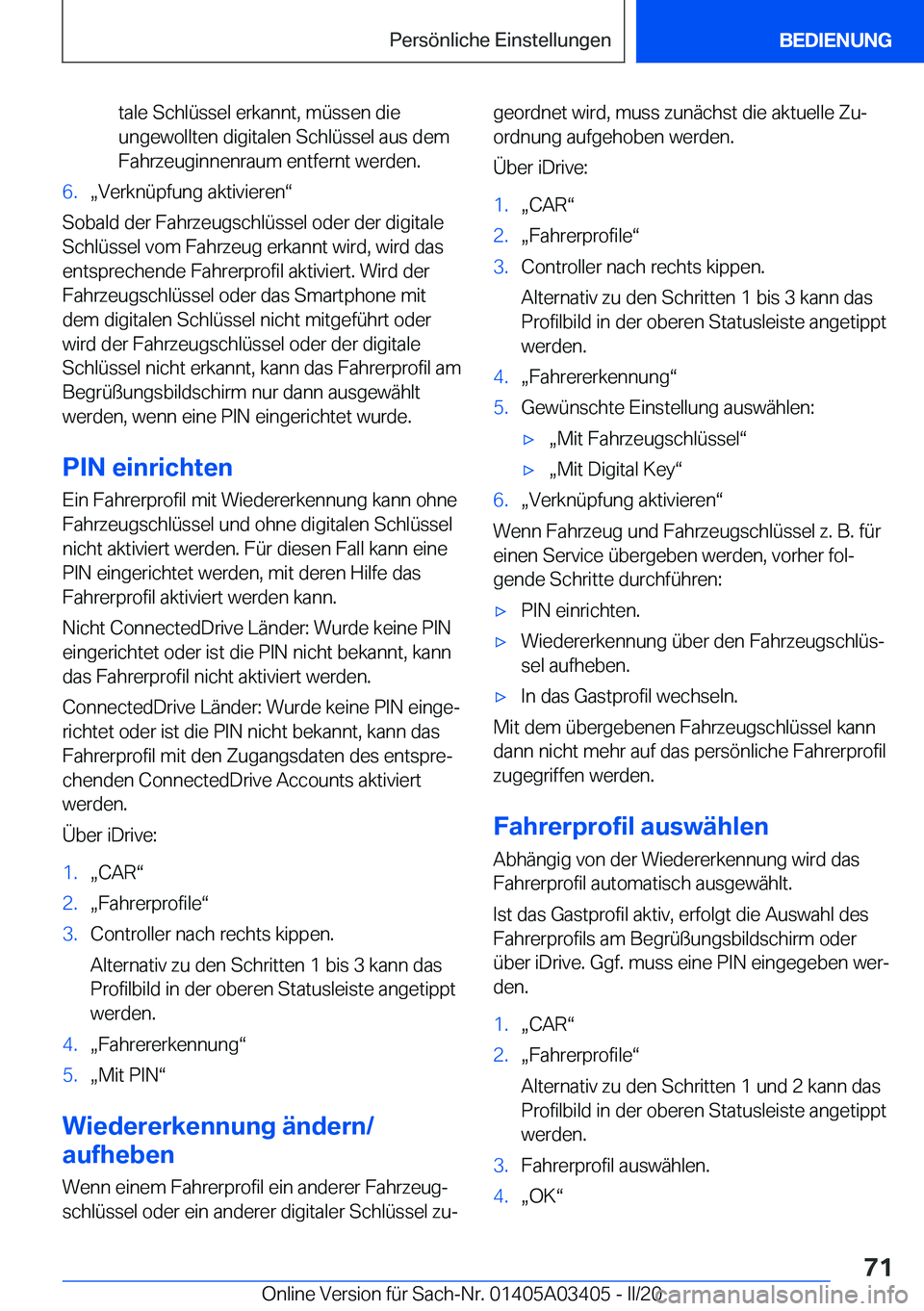 BMW X6 M 2020  Betriebsanleitungen (in German) �t�a�l�e��S�c�h�l�