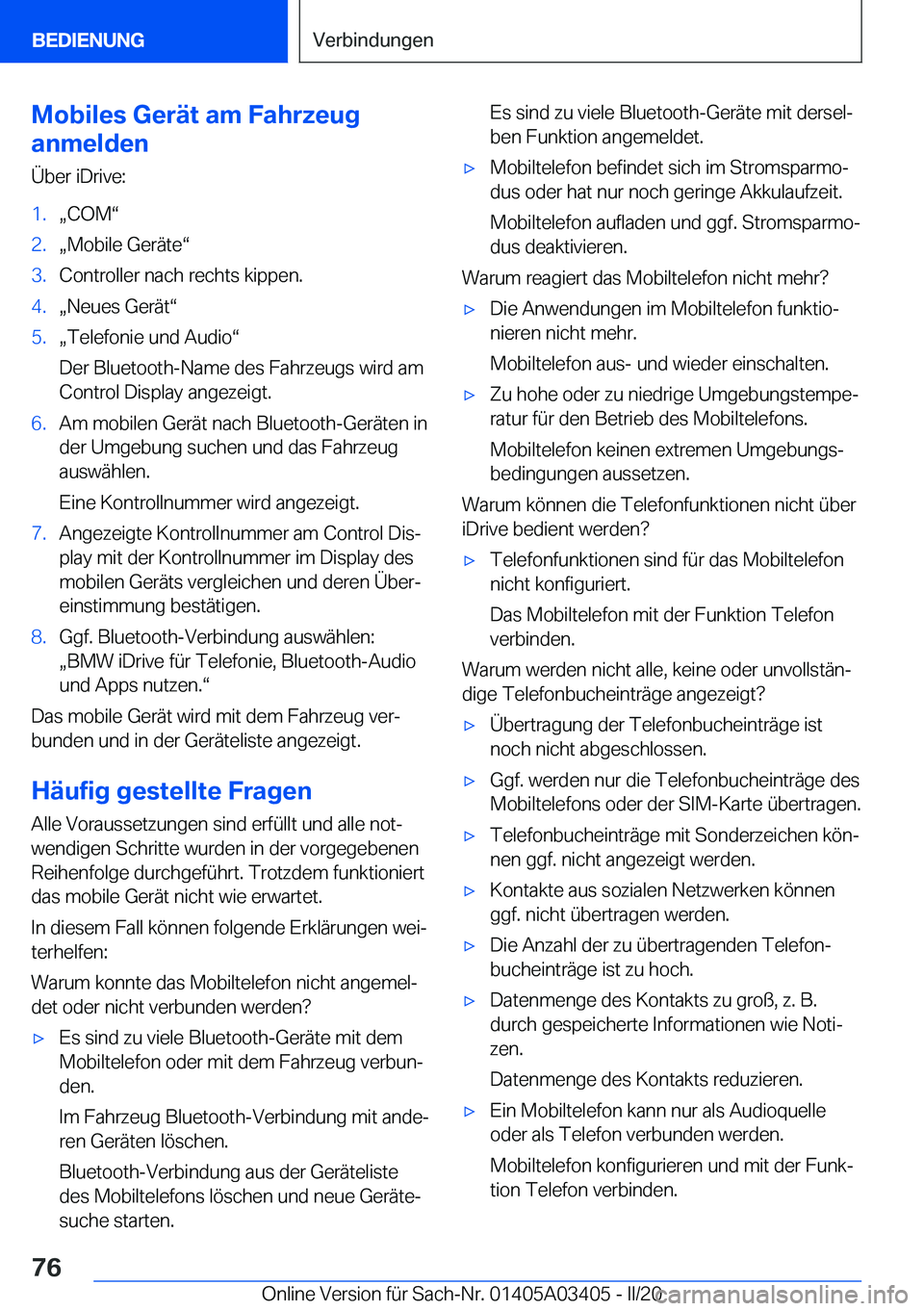 BMW X6 M 2020  Betriebsanleitungen (in German) �M�o�b�i�l�e�s��G�e�r�