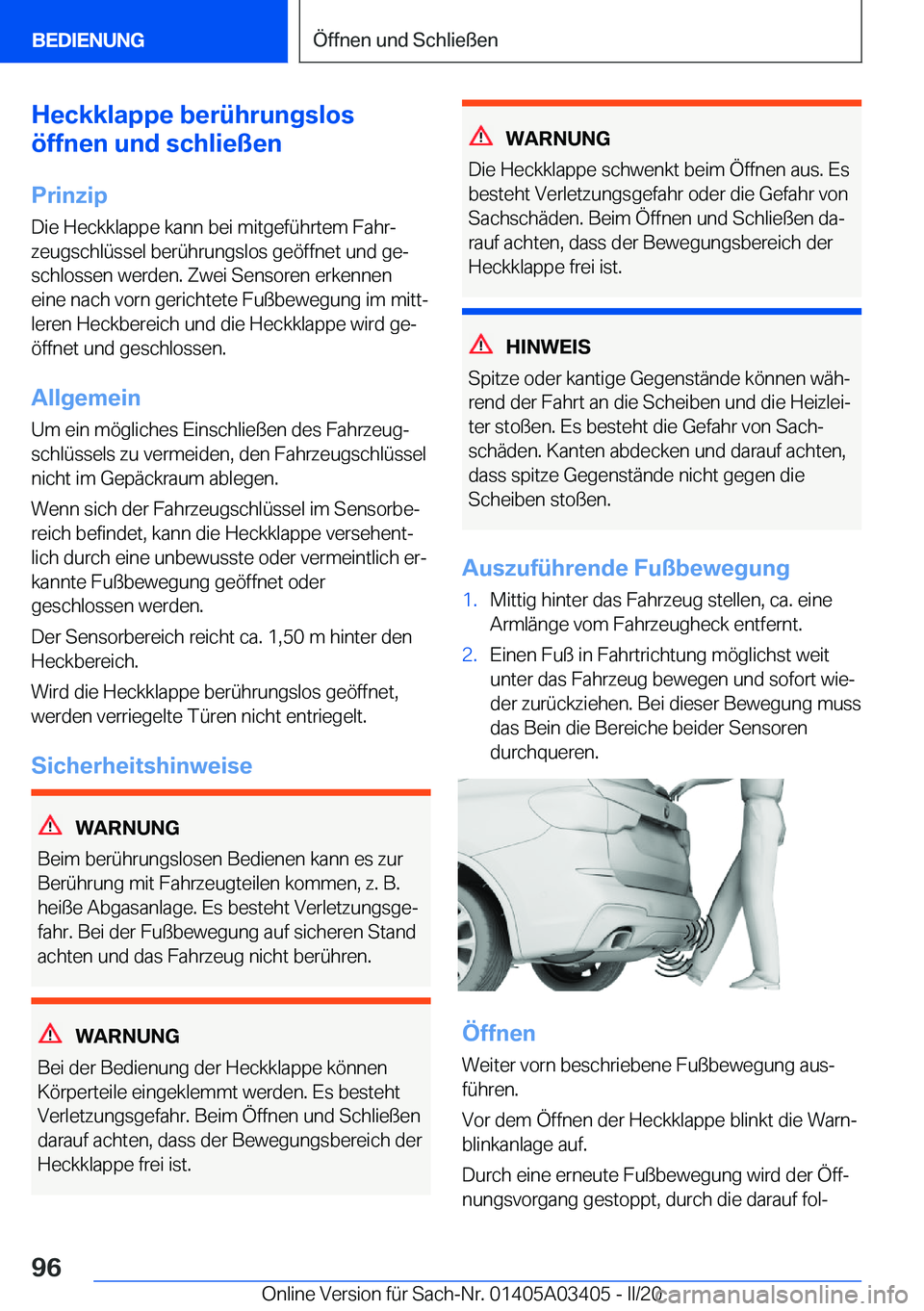 BMW X6 M 2020  Betriebsanleitungen (in German) �H�e�c�k�k�l�a�p�p�e��b�e�r�