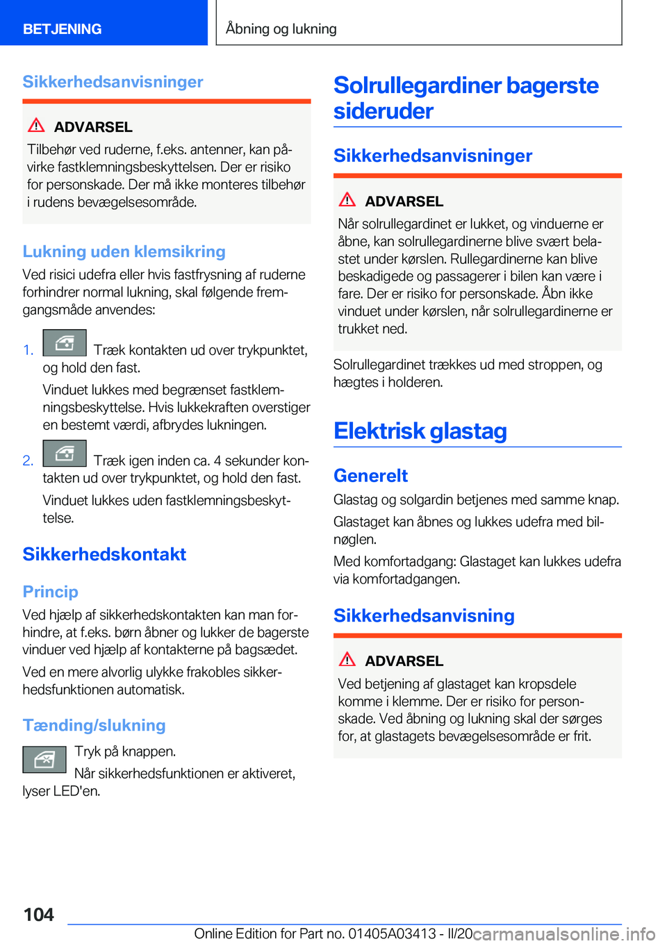 BMW X6 M 2020  InstruktionsbØger (in Danish) �S�i�k�k�e�r�h�e�d�s�a�n�v�i�s�n�i�n�g�e�r
�A�D�V�A�R�S�E�L
�T�i�l�b�e�h�