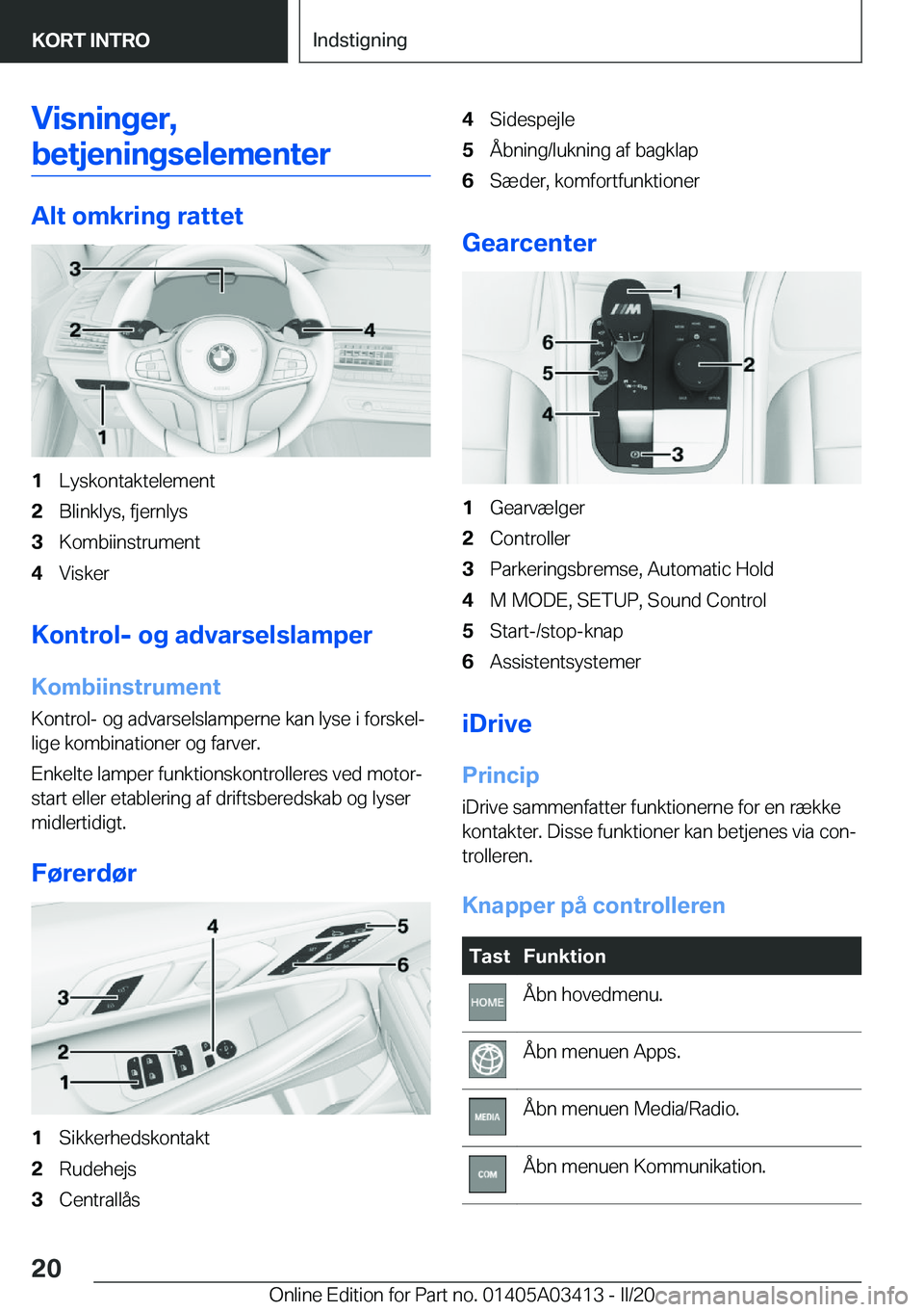 BMW X6 M 2020  InstruktionsbØger (in Danish) �V�i�s�n�i�n�g�e�r�,
�b�e�t�j�e�n�i�n�g�s�e�l�e�m�e�n�t�e�r
�A�l�t��o�m�k�r�i�n�g��r�a�t�t�e�t
�1�L�y�s�k�o�n�t�a�k�t�e�l�e�m�e�n�t�2�B�l�i�n�k�l�y�s�,��f�j�e�r�n�l�y�s�3�K�o�m�b�i�i�n�s�t�r�u�m�e�