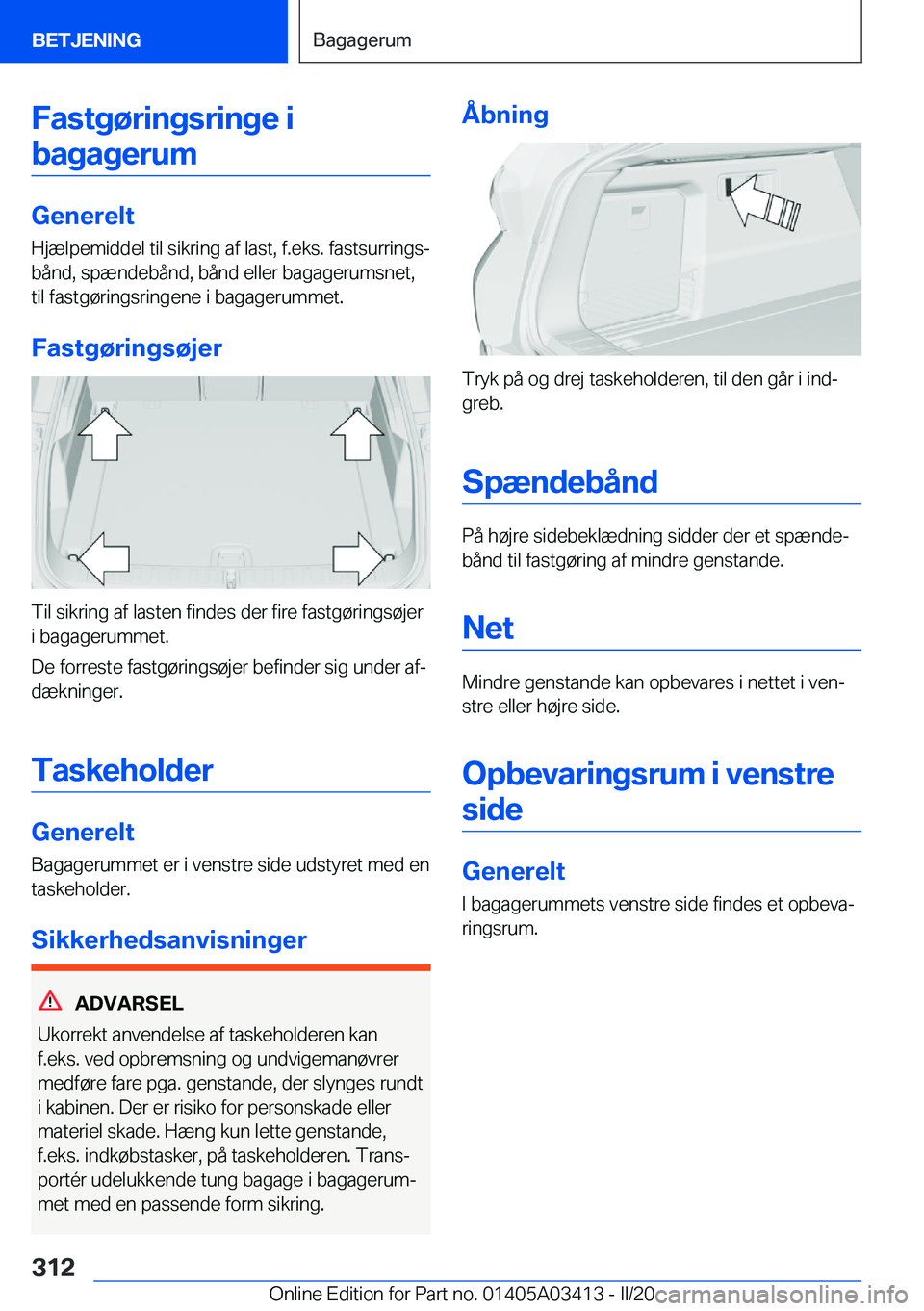 BMW X6 M 2020  InstruktionsbØger (in Danish) �F�a�s�t�g�