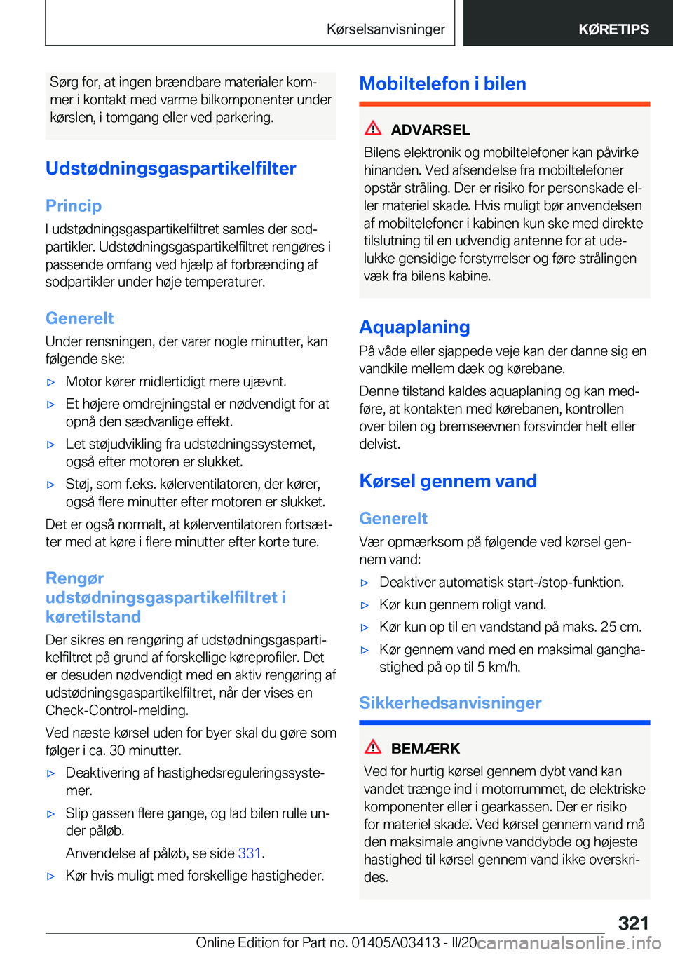 BMW X6 M 2020  InstruktionsbØger (in Danish) �S�