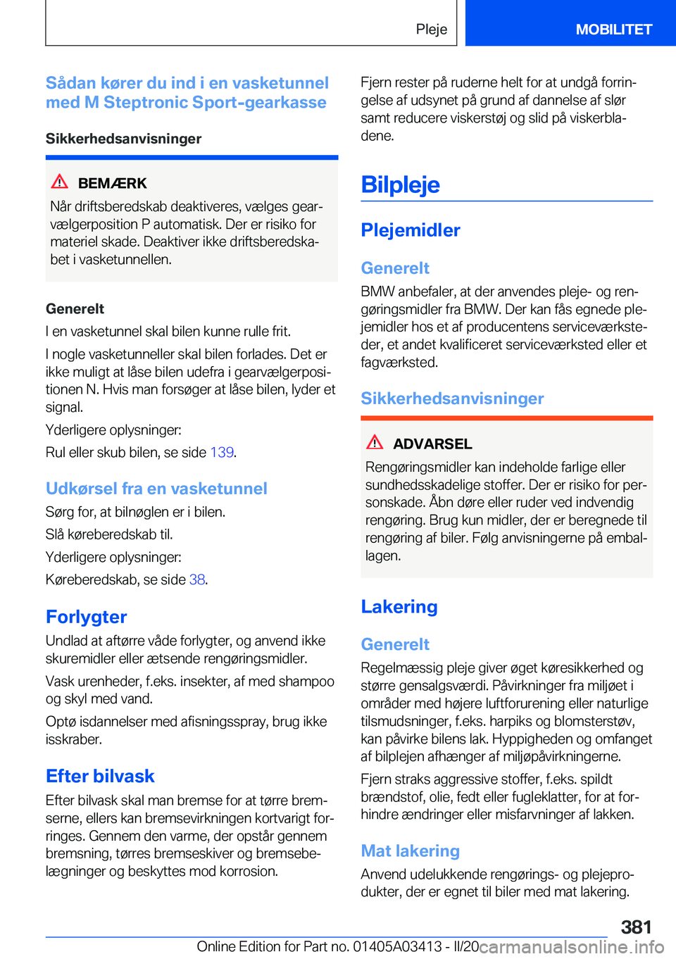 BMW X6 M 2020  InstruktionsbØger (in Danish) �S�å�d�a�n��k�