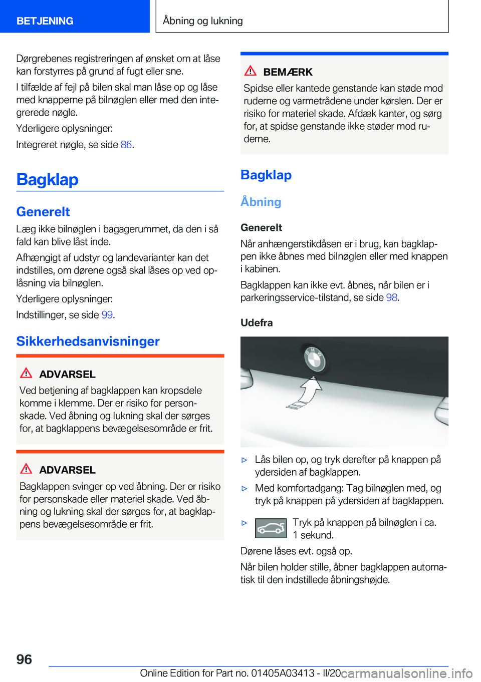 BMW X6 M 2020  InstruktionsbØger (in Danish) �D�
