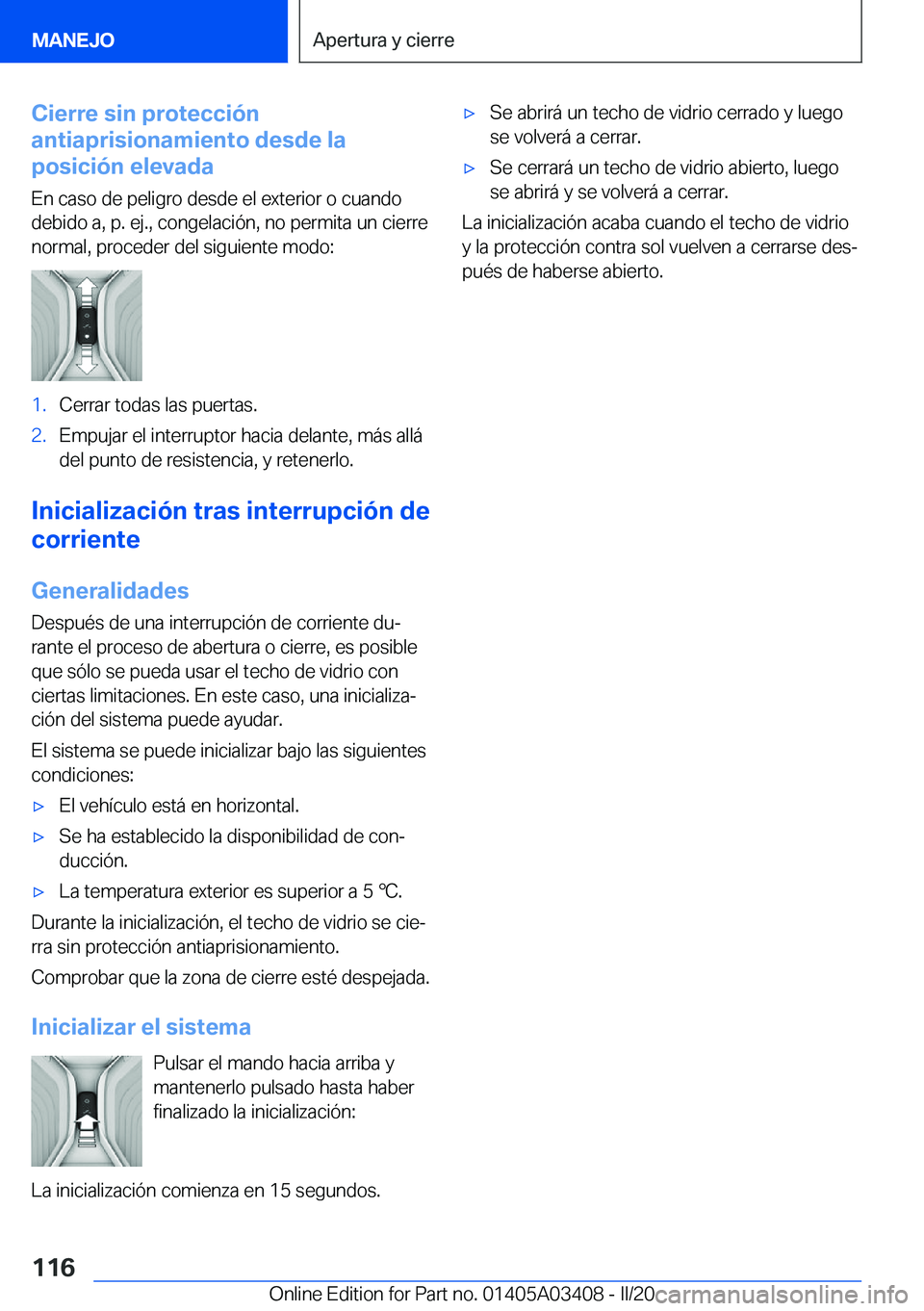 BMW X6 M 2020  Manuales de Empleo (in Spanish) �C�i�e�r�r�e��s�i�n��p�r�o�t�e�c�c�i�