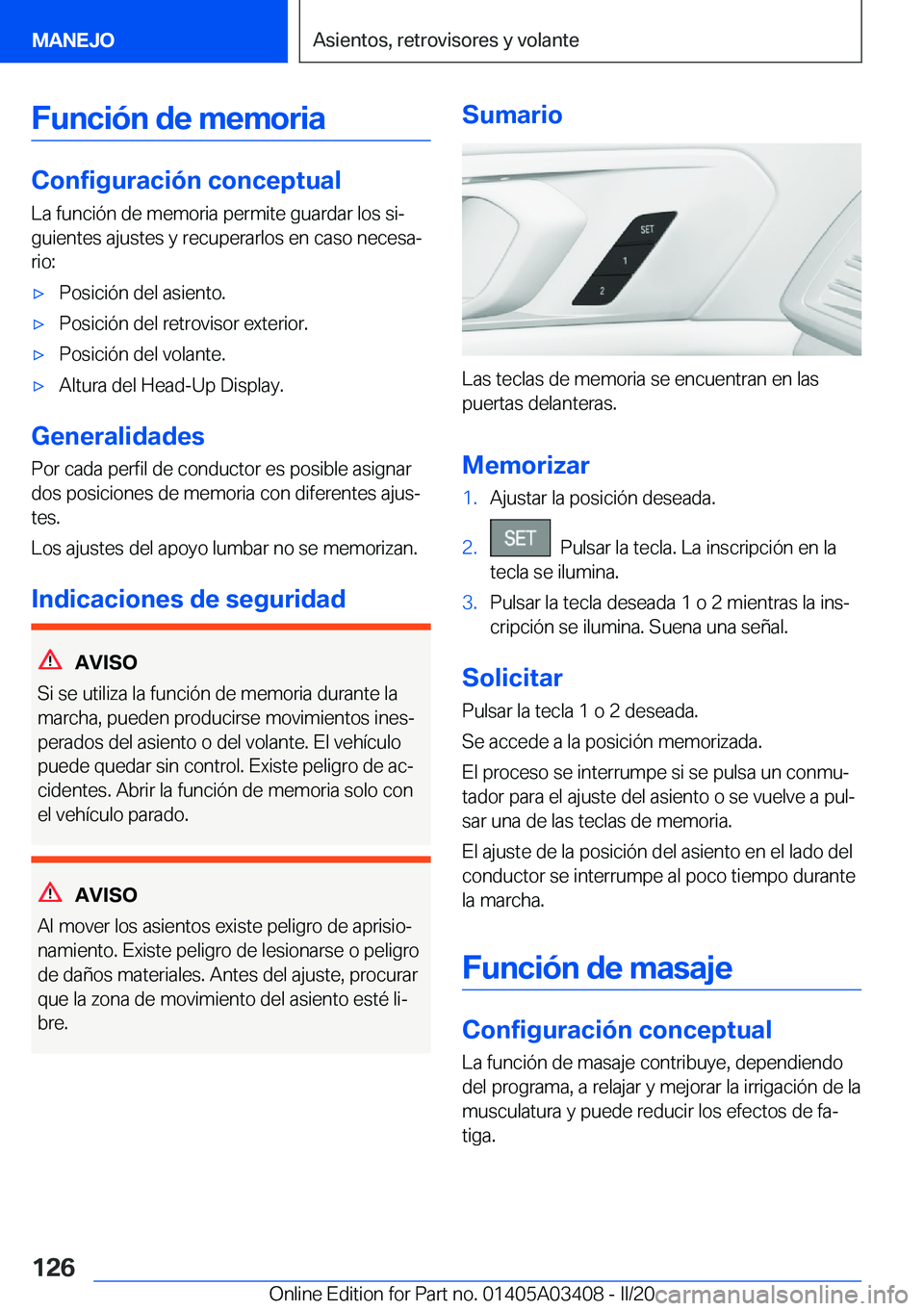 BMW X6 M 2020  Manuales de Empleo (in Spanish) �F�u�n�c�i�