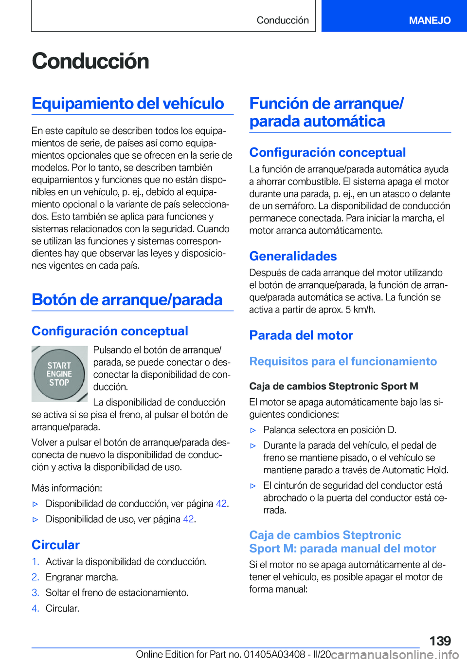 BMW X6 M 2020  Manuales de Empleo (in Spanish) �C�o�n�d�u�c�c�i�