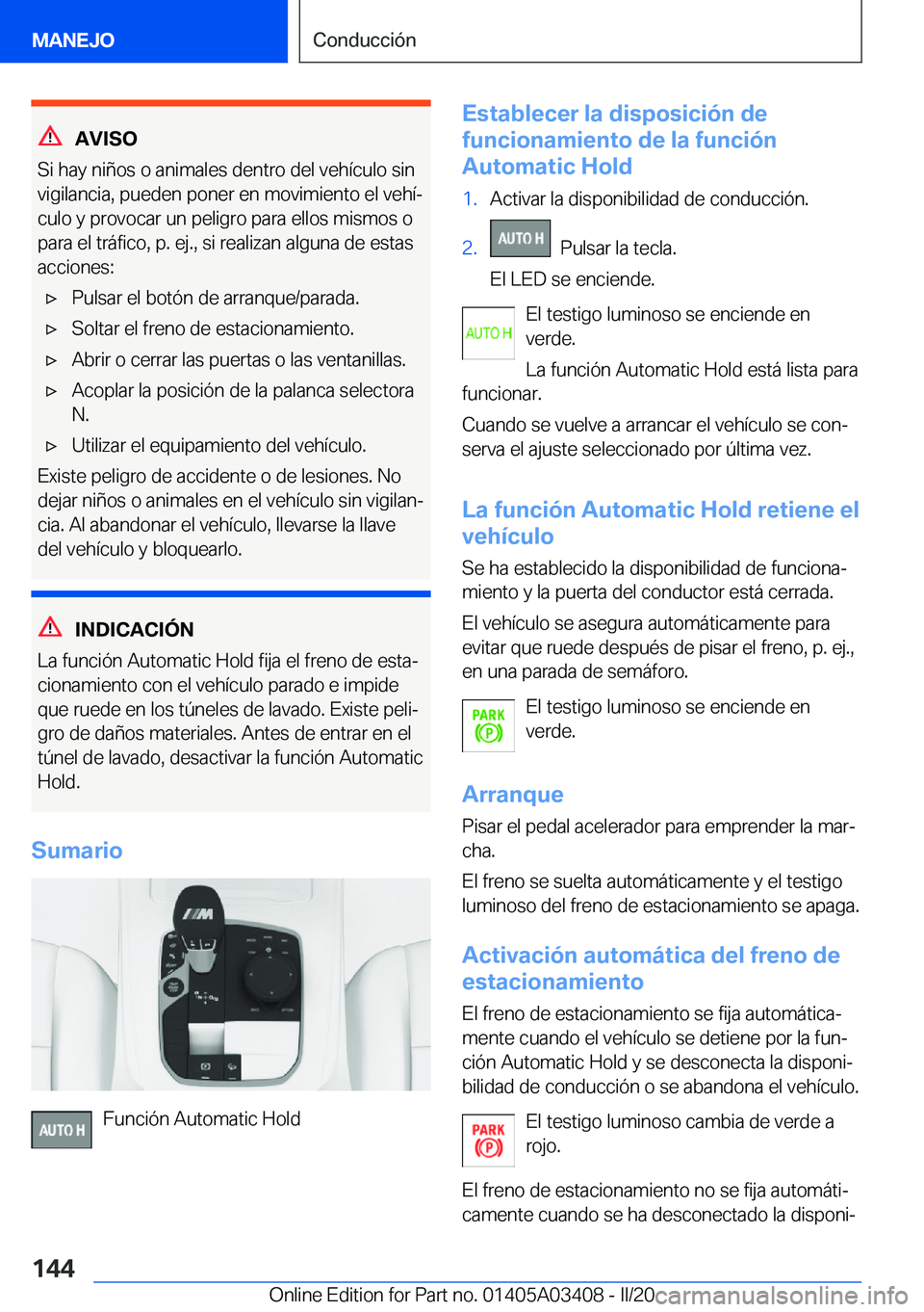 BMW X6 M 2020  Manuales de Empleo (in Spanish) �A�V�I�S�O
�S�i��h�a�y��n�i�