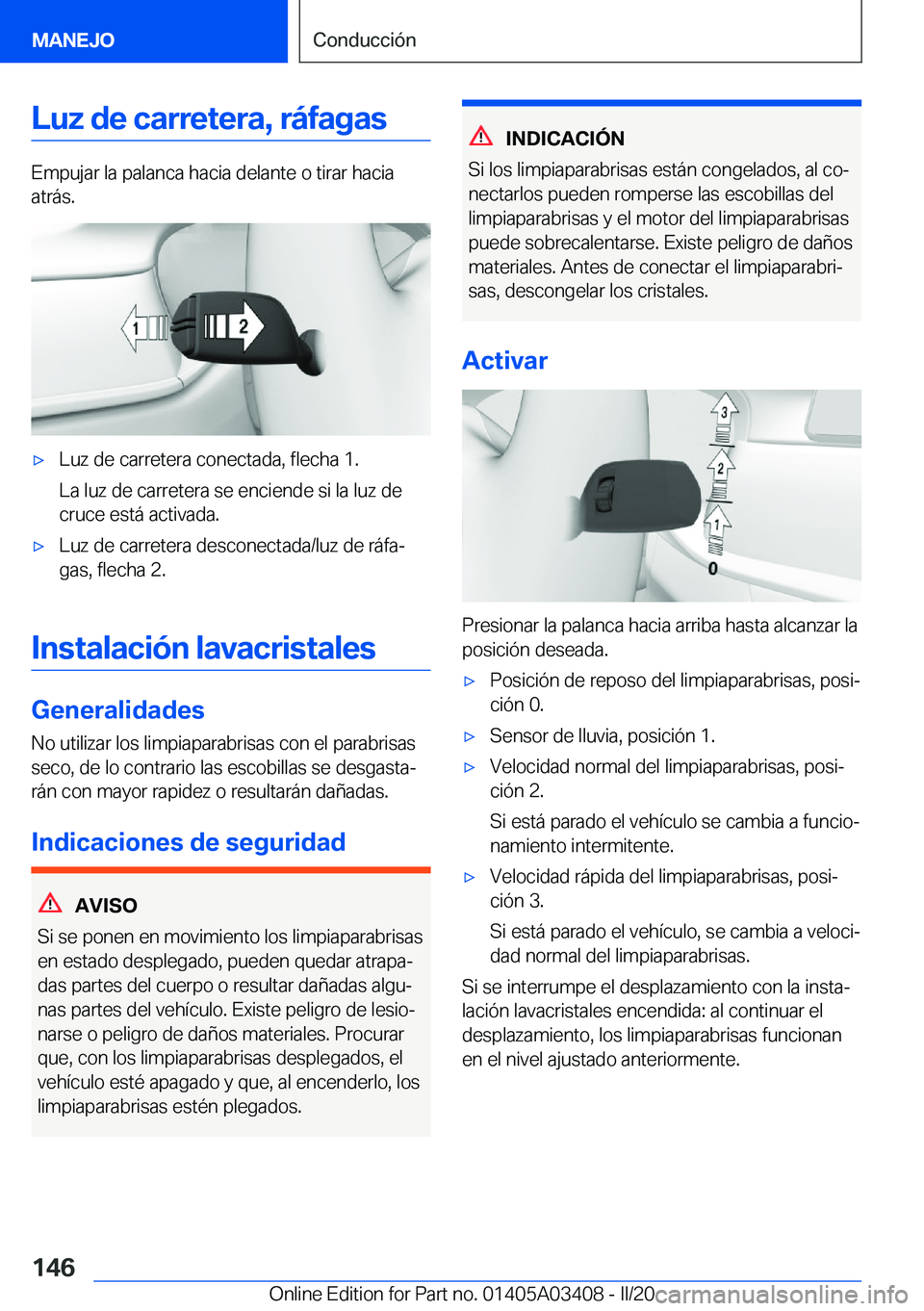 BMW X6 M 2020  Manuales de Empleo (in Spanish) �L�u�z��d�e��c�a�r�r�e�t�e�r�a�,��r�