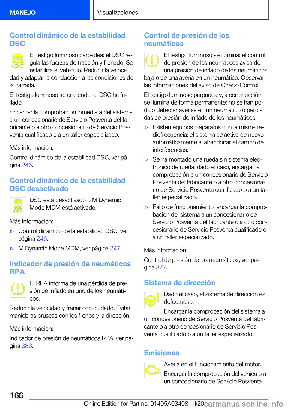 BMW X6 M 2020  Manuales de Empleo (in Spanish) �C�o�n�t�r�o�l��d�i�n�