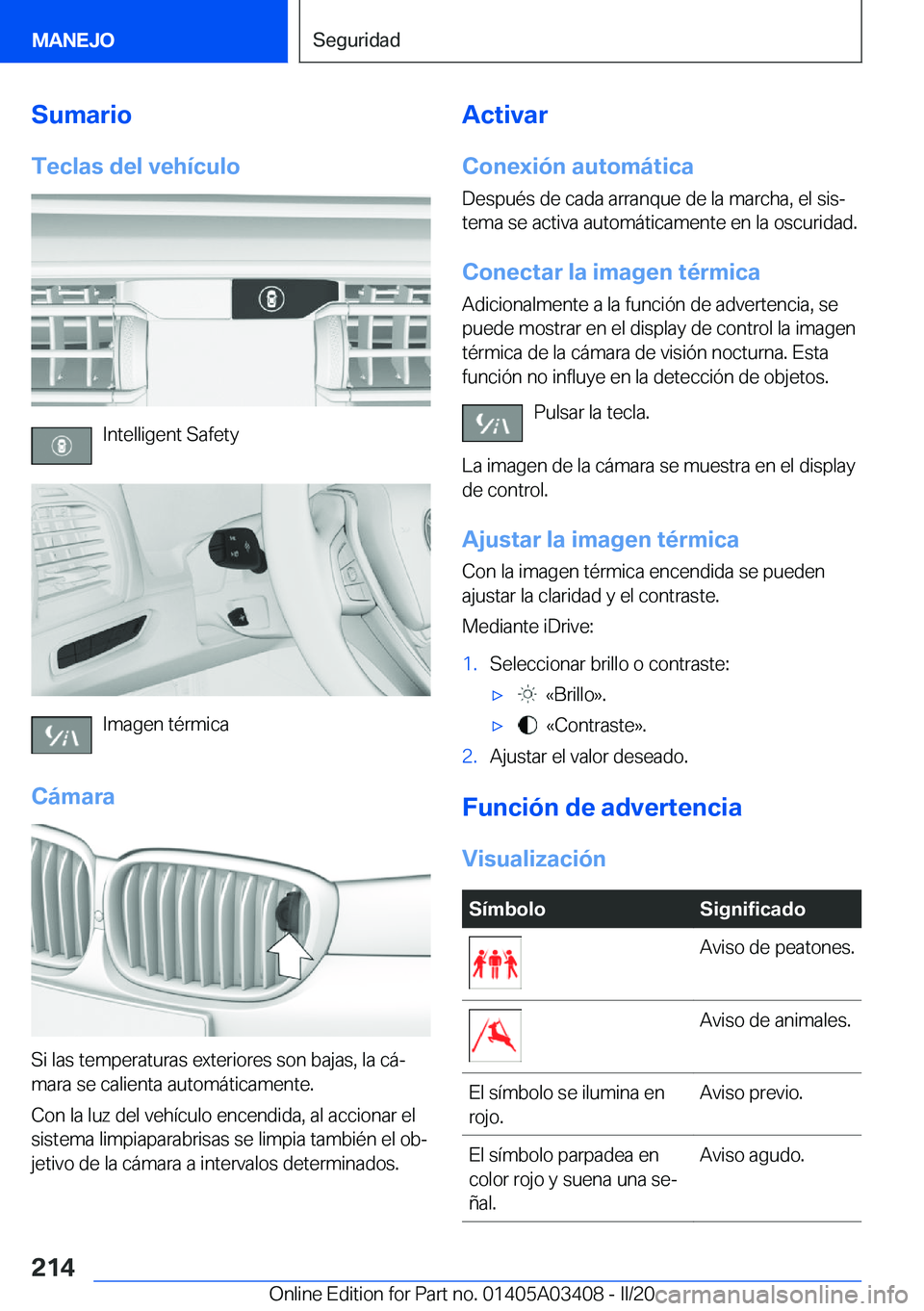 BMW X6 M 2020  Manuales de Empleo (in Spanish) �S�u�m�a�r�i�o�T�e�c�l�a�s��d�e�l��v�e�h�