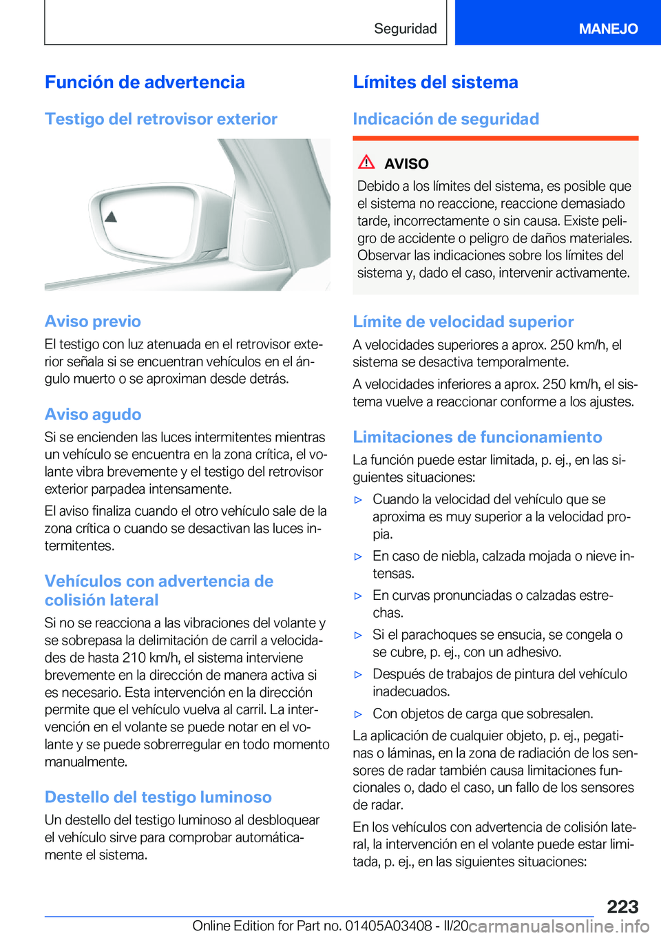 BMW X6 M 2020  Manuales de Empleo (in Spanish) �F�u�n�c�i�