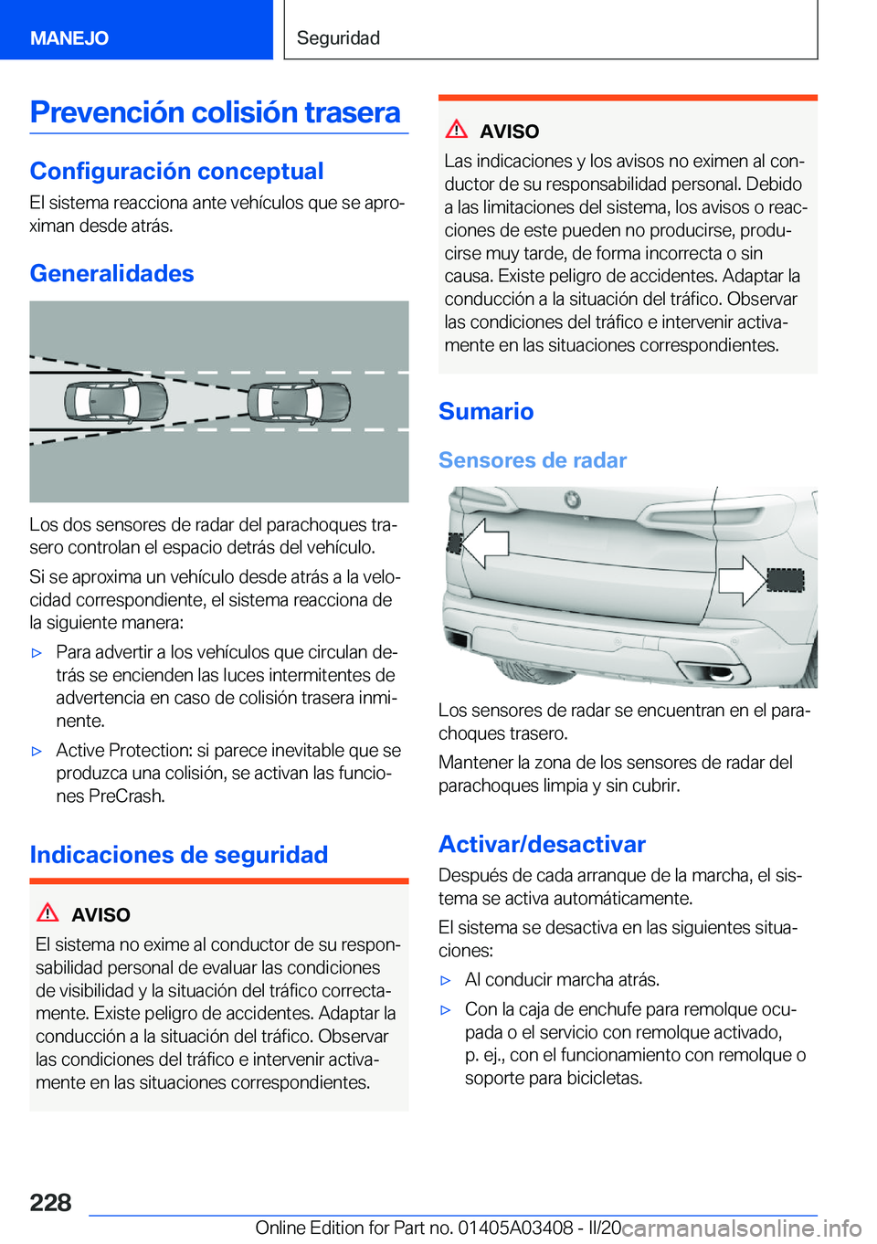 BMW X6 M 2020  Manuales de Empleo (in Spanish) �P�r�e�v�e�n�c�i�