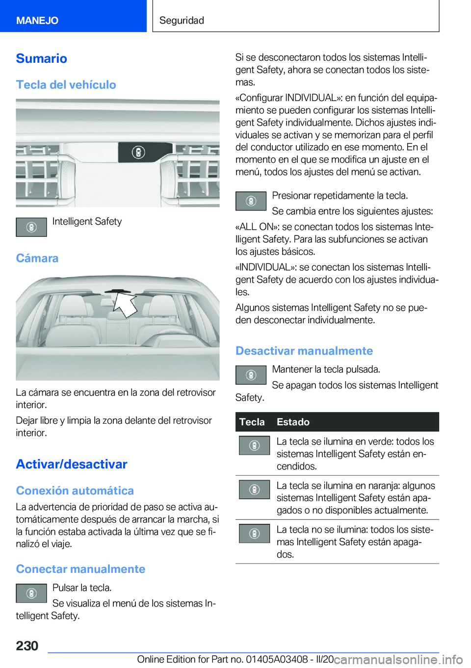 BMW X6 M 2020  Manuales de Empleo (in Spanish) �S�u�m�a�r�i�o�T�e�c�l�a��d�e�l��v�e�h�