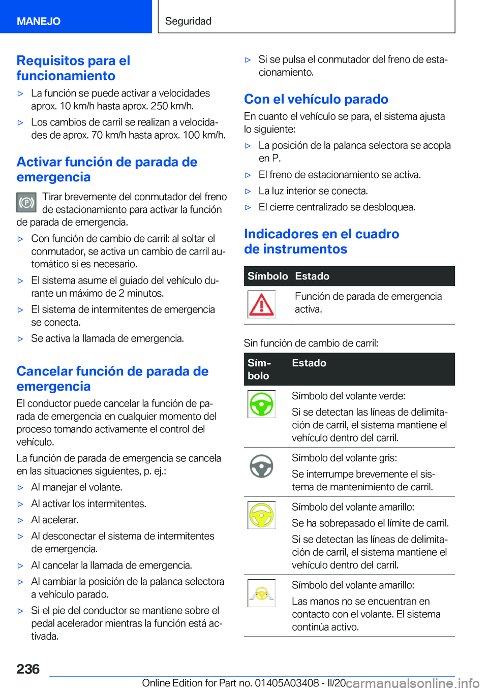 BMW X6 M 2020  Manuales de Empleo (in Spanish) �R�e�q�u�i�s�i�t�o�s��p�a�r�a��e�l
�f�u�n�c�i�o�n�a�m�i�e�n�t�o'x�L�a��f�u�n�c�i�