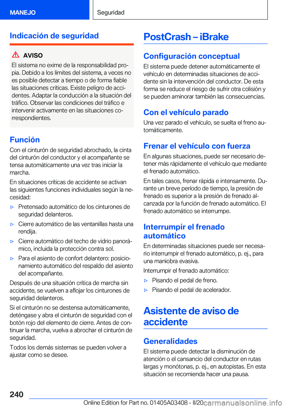 BMW X6 M 2020  Manuales de Empleo (in Spanish) �I�n�d�i�c�a�c�i�