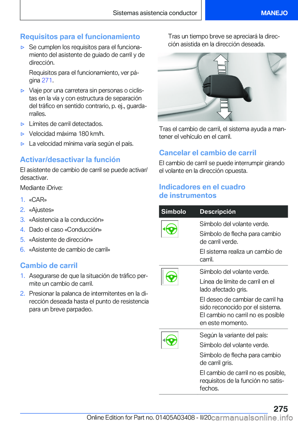 BMW X6 M 2020  Manuales de Empleo (in Spanish) �R�e�q�u�i�s�i�t�o�s��p�a�r�a��e�l��f�u�n�c�i�o�n�a�m�i�e�n�t�o'x�S�e��c�u�m�p�l�e�n��l�o�s��r�e�q�u�i�s�i�t�o�s��p�a�r�a��e�l��f�u�n�c�i�o�n�aª�m�i�e�n�t�o��d�e�l��a�s�i�s�t�e�n�t�e�