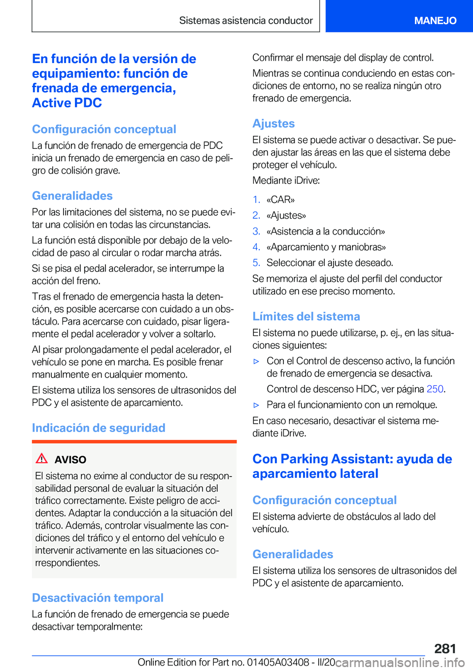 BMW X6 M 2020  Manuales de Empleo (in Spanish) �E�n��f�u�n�c�i�