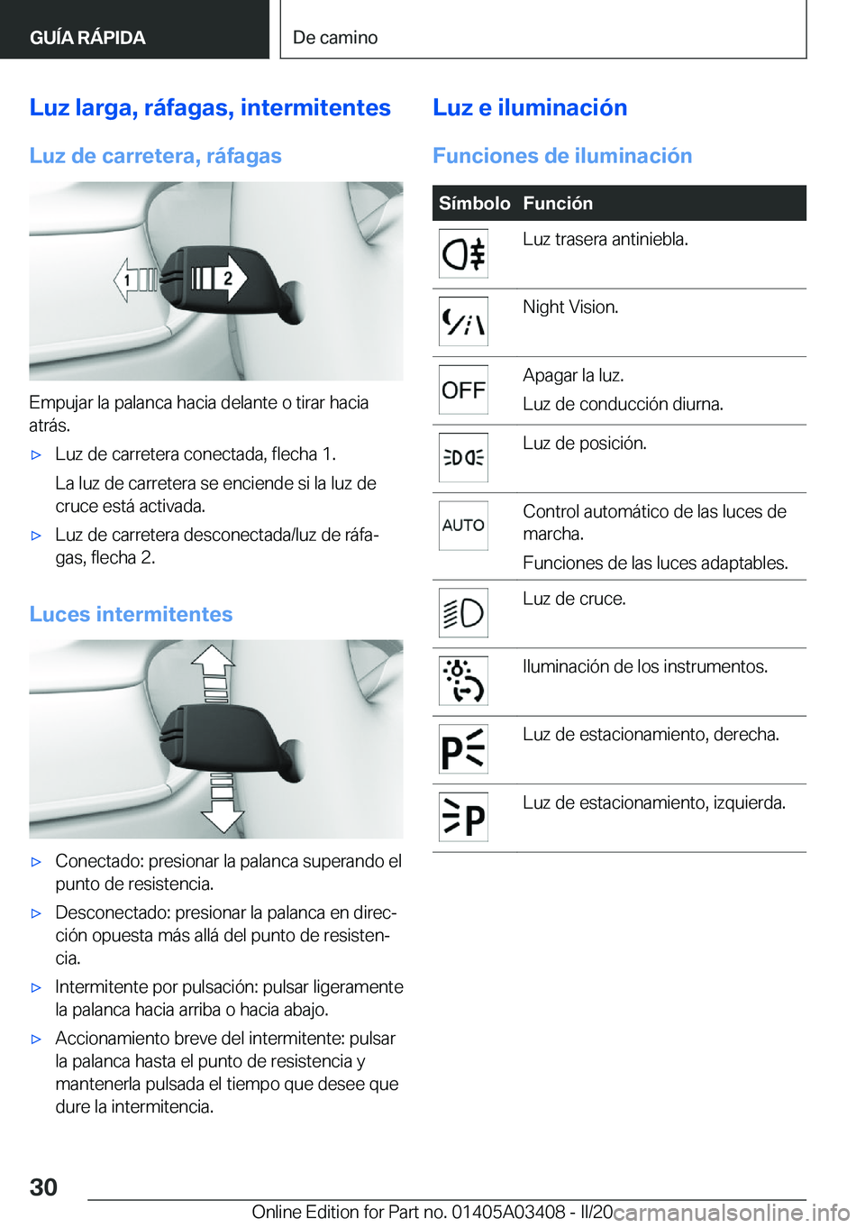 BMW X6 M 2020  Manuales de Empleo (in Spanish) �L�u�z��l�a�r�g�a�,��r�