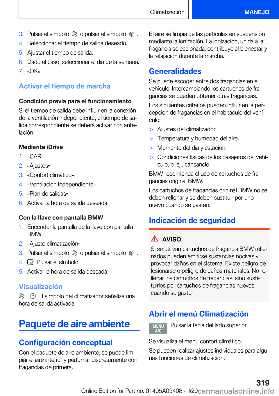 BMW X6 M 2020  Manuales de Empleo (in Spanish) �3�.�P�u�l�s�a�r��e�l��s�