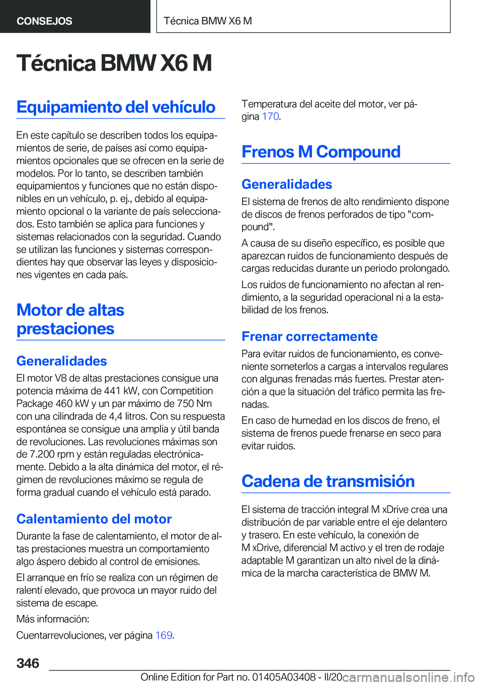 BMW X6 M 2020  Manuales de Empleo (in Spanish) �T�