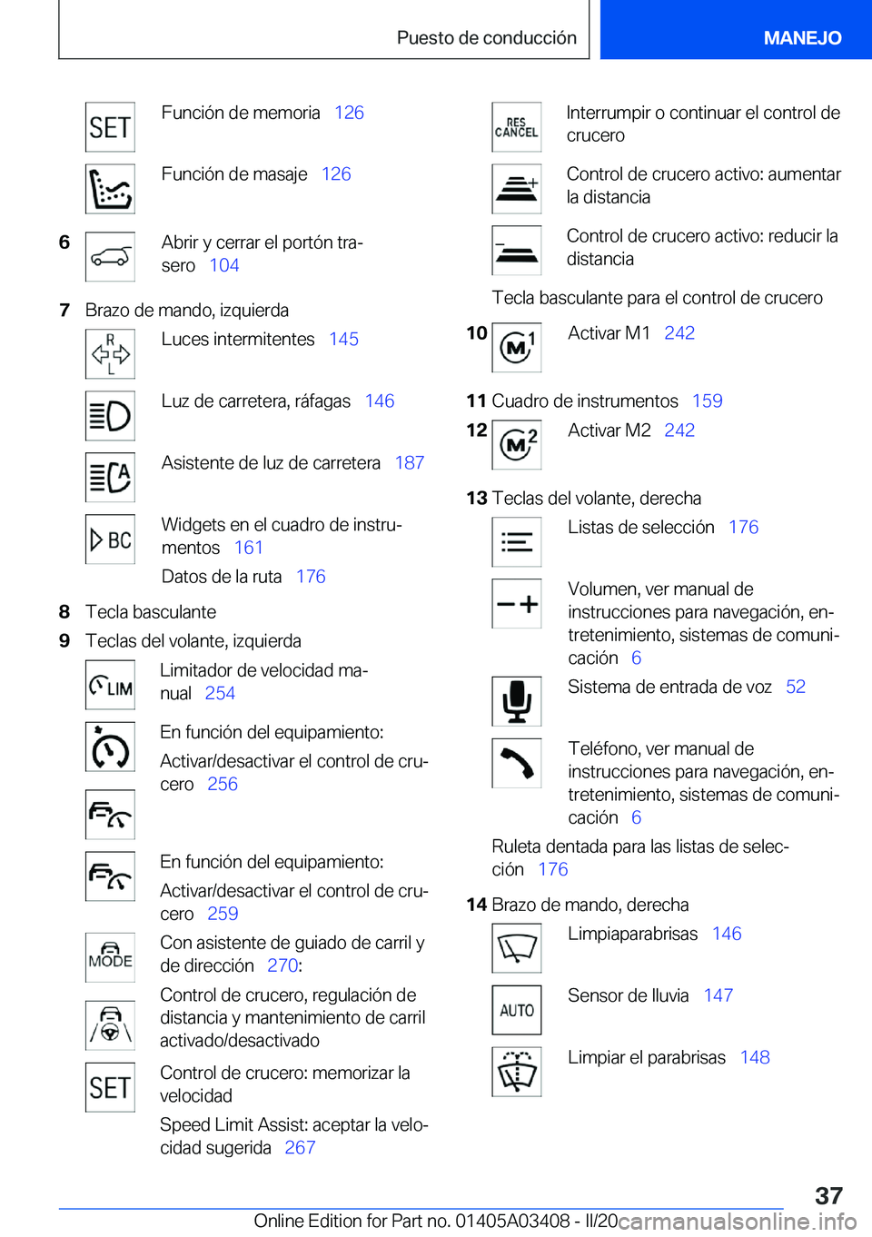 BMW X6 M 2020  Manuales de Empleo (in Spanish) �F�u�n�c�i�
