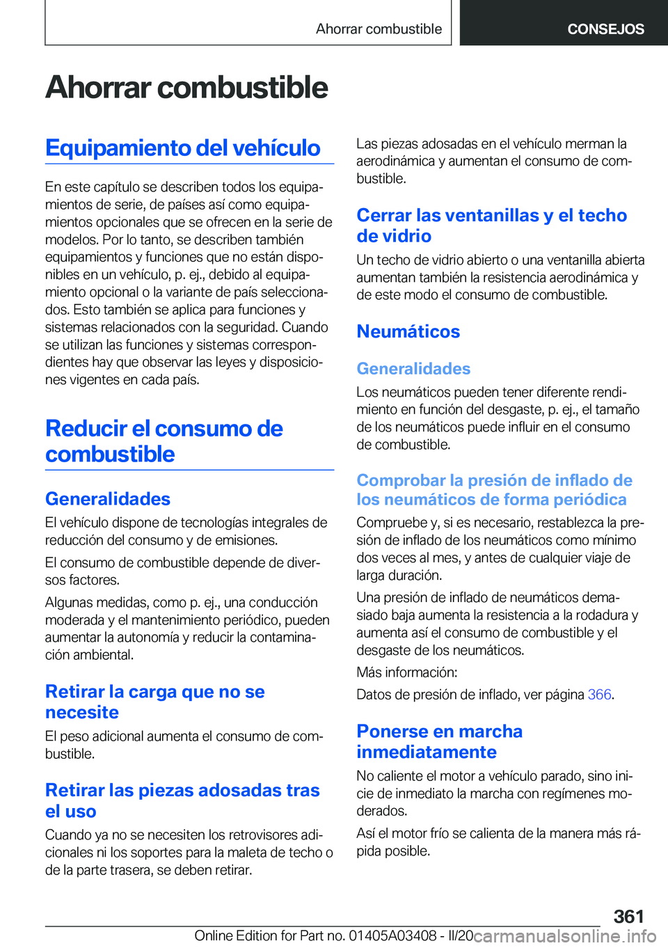 BMW X6 M 2020  Manuales de Empleo (in Spanish) �A�h�o�r�r�a�r��c�o�m�b�u�s�t�i�b�l�e�E�q�u�i�p�a�m�i�e�n�t�o��d�e�l��v�e�h�