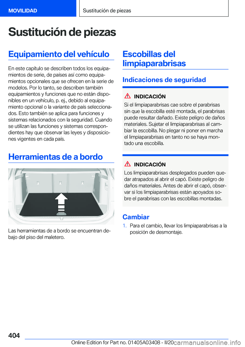 BMW X6 M 2020  Manuales de Empleo (in Spanish) �S�u�s�t�i�t�u�c�i�