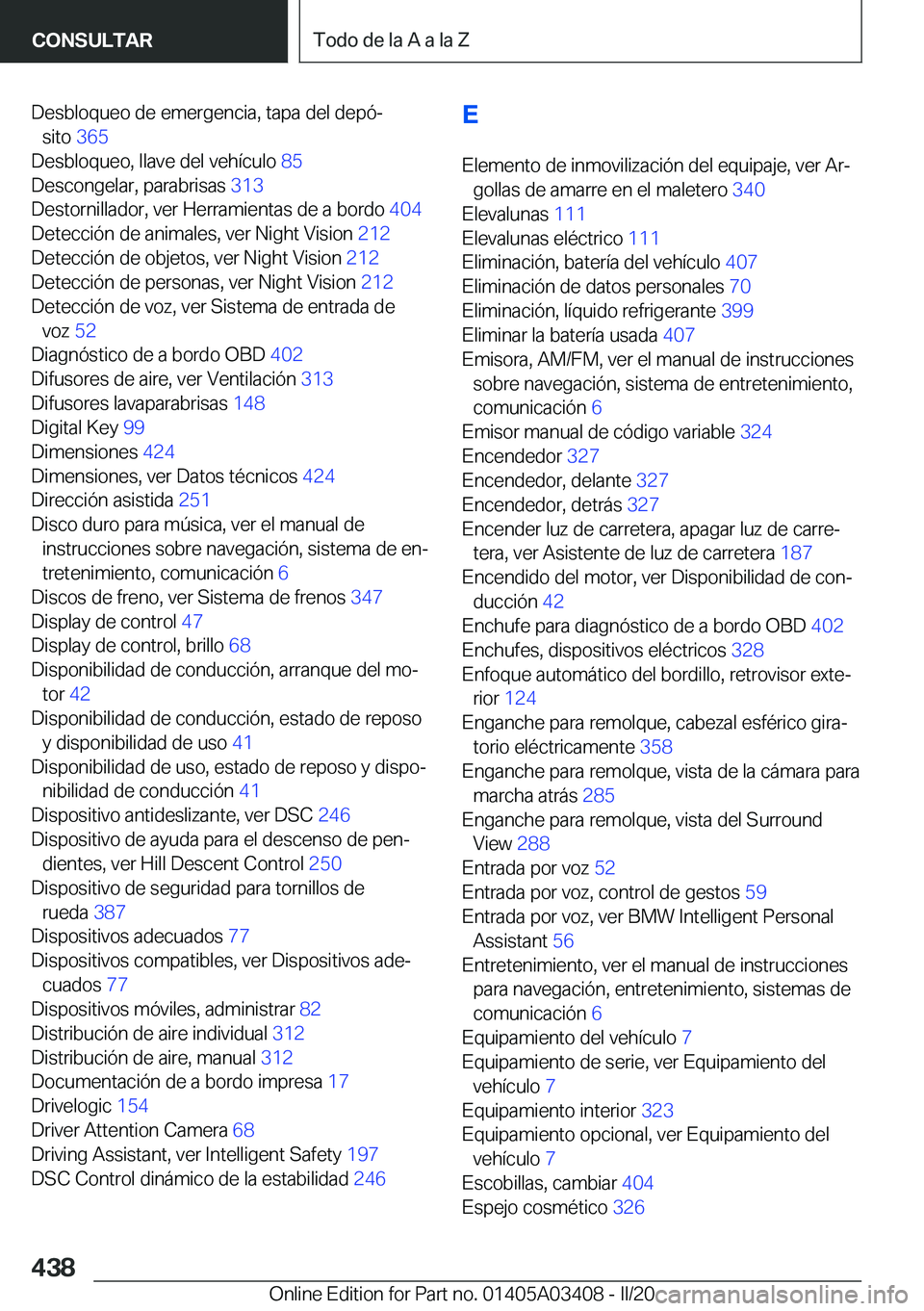 BMW X6 M 2020  Manuales de Empleo (in Spanish) �D�e�s�b�l�o�q�u�e�o��d�e��e�m�e�r�g�e�n�c�i�a�,��t�a�p�a��d�e�l��d�e�p�