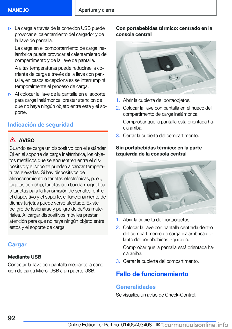 BMW X6 M 2020  Manuales de Empleo (in Spanish) 'x�L�a��c�a�r�g�a��a��t�r�a�v�