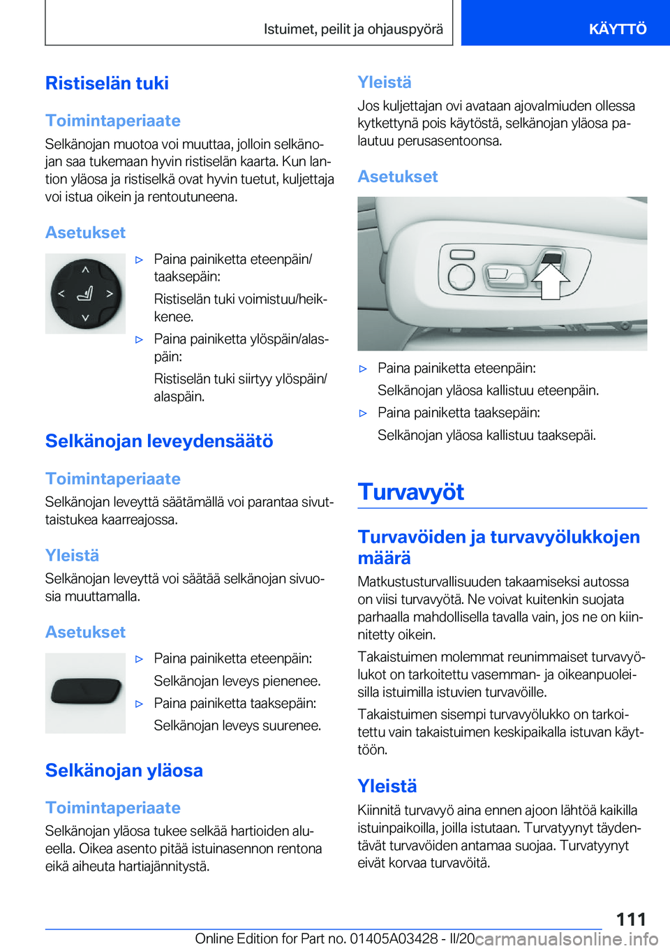 BMW X6 M 2020  Omistajan Käsikirja (in Finnish) �R�i�s�t�i�s�e�l�