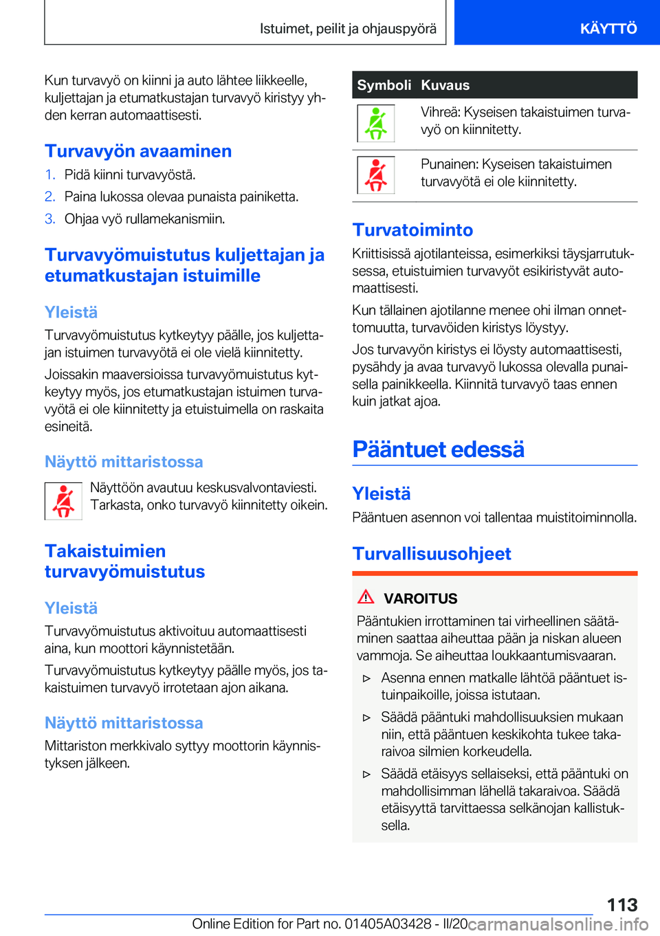 BMW X6 M 2020  Omistajan Käsikirja (in Finnish) �K�u�n��t�u�r�v�a�v�y�