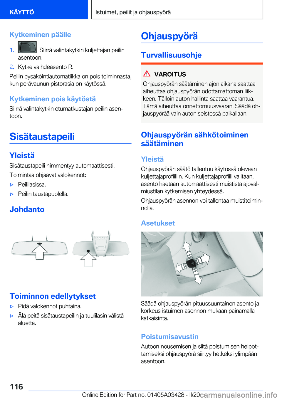 BMW X6 M 2020  Omistajan Käsikirja (in Finnish) �K�y�t�k�e�m�i�n�e�n��p�