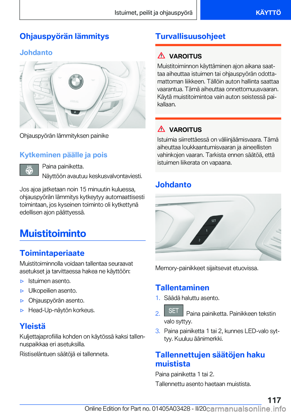 BMW X6 M 2020  Omistajan Käsikirja (in Finnish) �O�h�j�a�u�s�p�y�