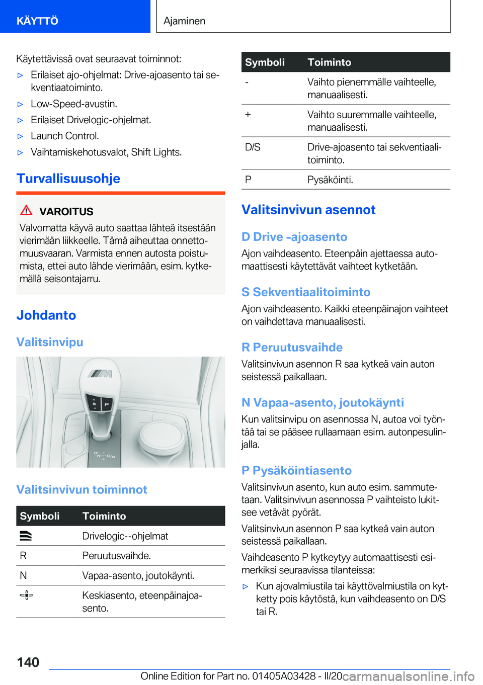 BMW X6 M 2020  Omistajan Käsikirja (in Finnish) �K�