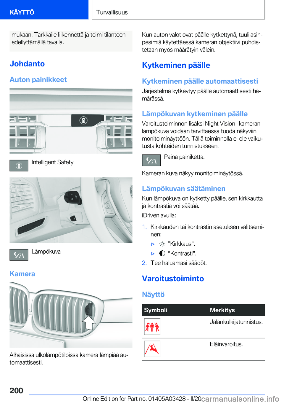 BMW X6 M 2020  Omistajan Käsikirja (in Finnish) �m�u�k�a�a�n�.��T�a�r�k�k�a�i�l�e��l�i�i�k�e�n�n�e�t�t�