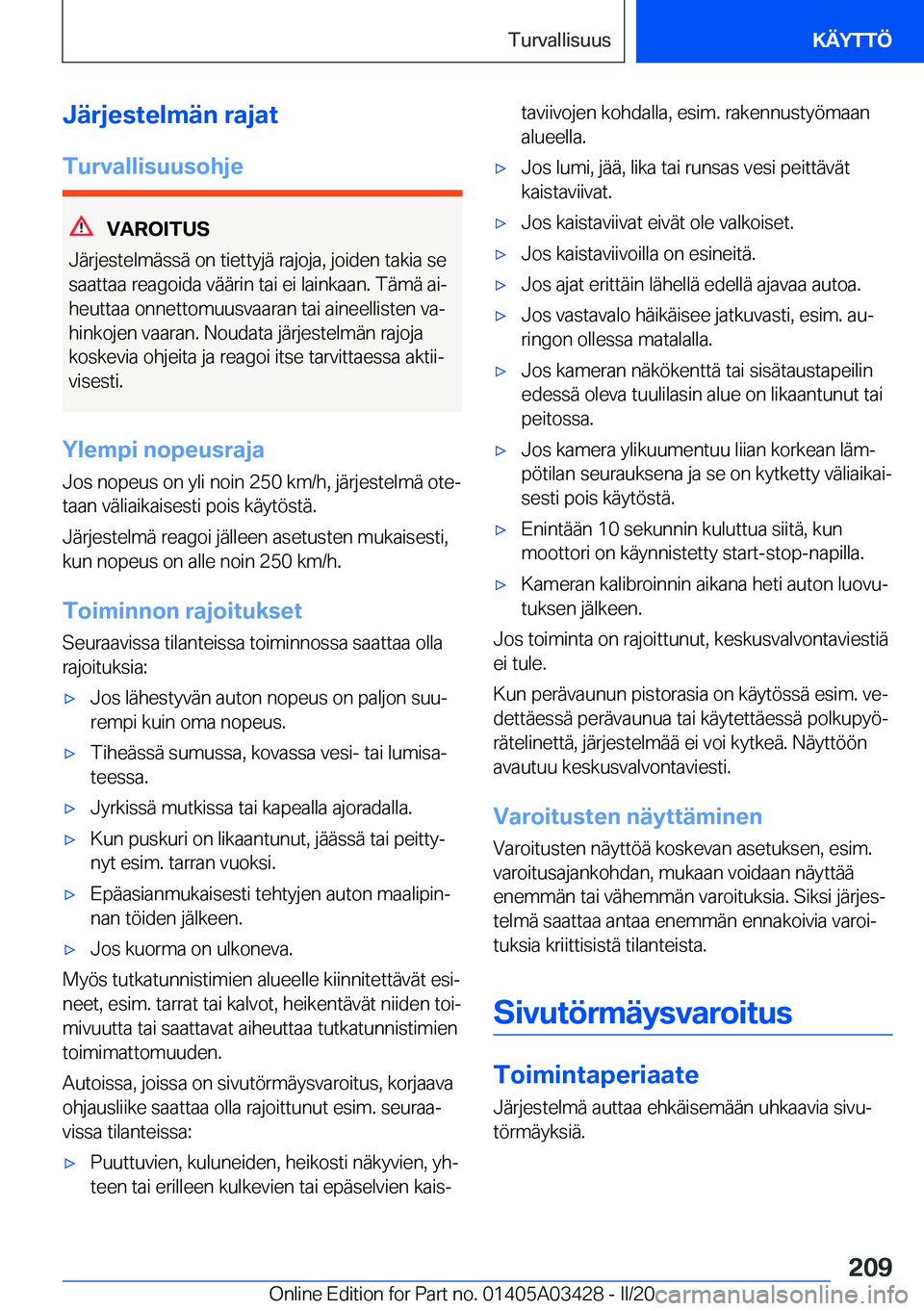 BMW X6 M 2020  Omistajan Käsikirja (in Finnish) �J�