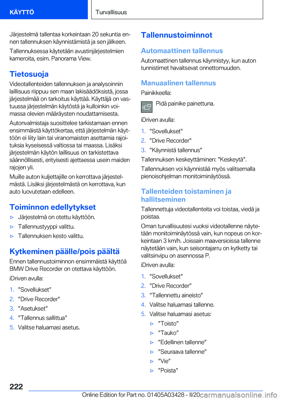 BMW X6 M 2020  Omistajan Käsikirja (in Finnish) �J�