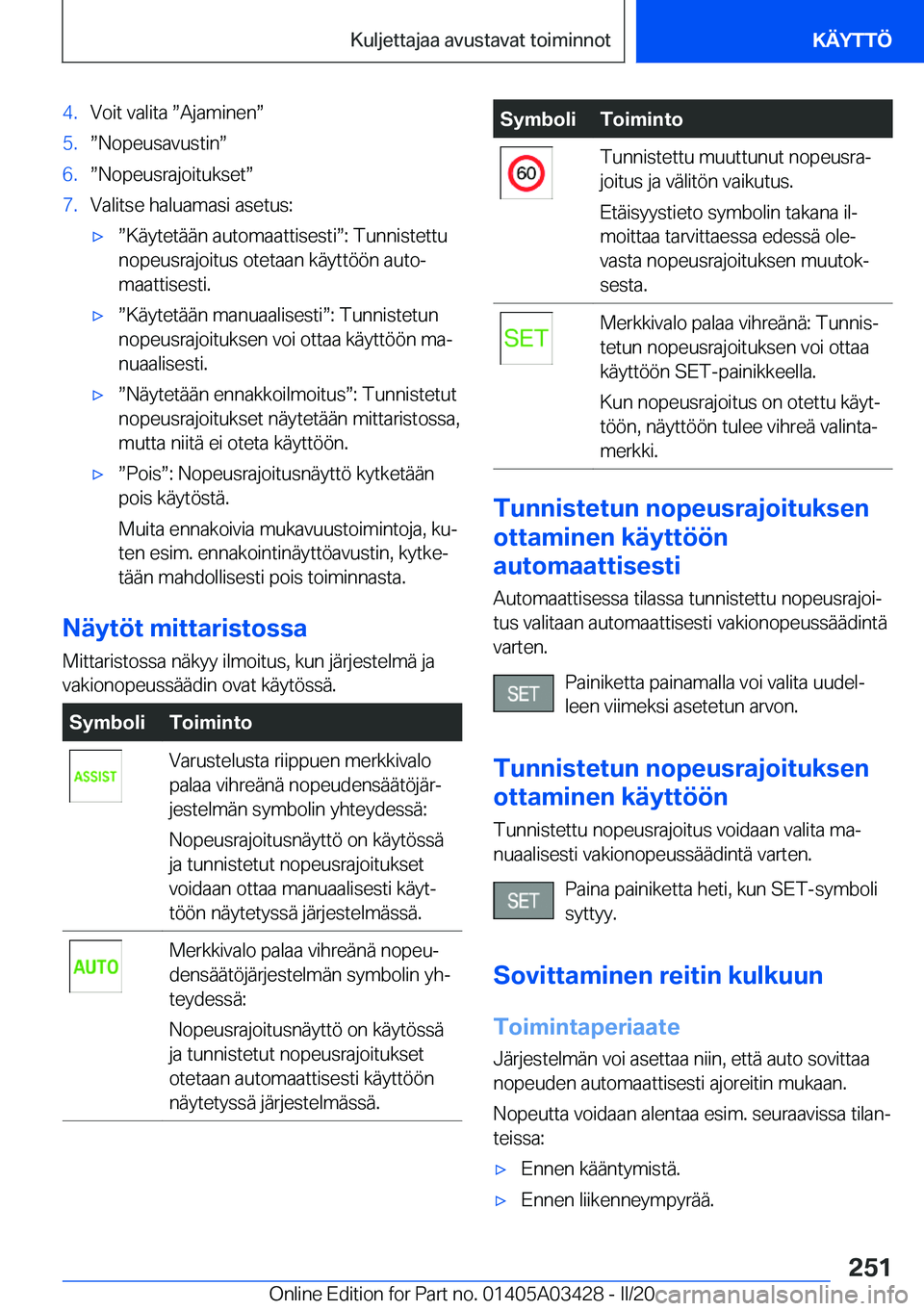 BMW X6 M 2020  Omistajan Käsikirja (in Finnish) �4�.�V�o�i�t��v�a�l�i�t�a�w�A�j�a�m�i�n�e�nw�5�.w�N�o�p�e�u�s�a�v�u�s�t�i�nw�6�.w�N�o�p�e�u�s�r�a�j�o�i�t�u�k�s�e�tw�7�.�V�a�l�i�t�s�e��h�a�l�u�a�m�a�s�i��a�s�e�t�u�s�:'xw�K�
