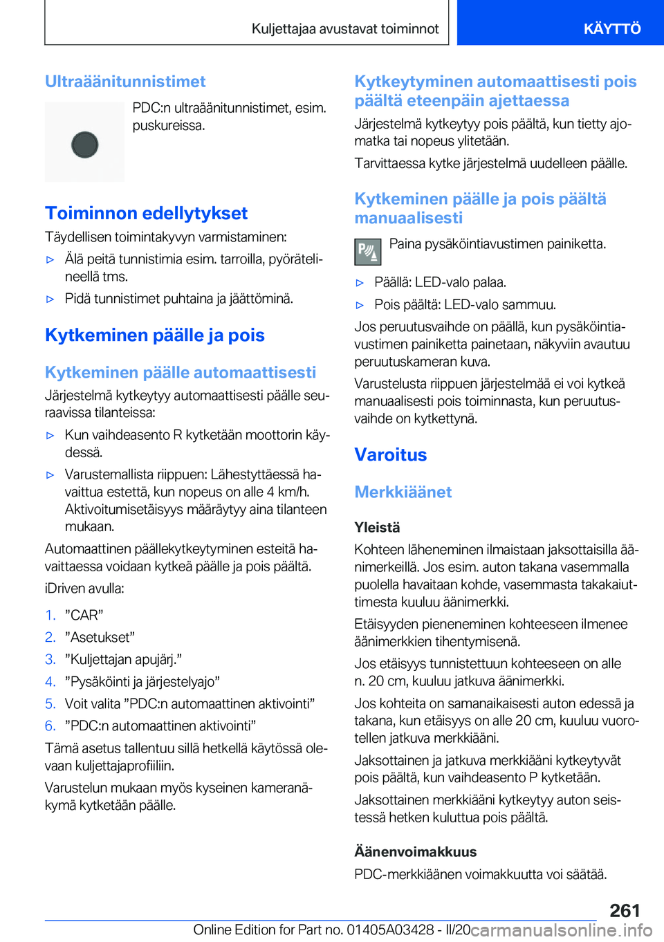 BMW X6 M 2020  Omistajan Käsikirja (in Finnish) �U�l�t�r�a�