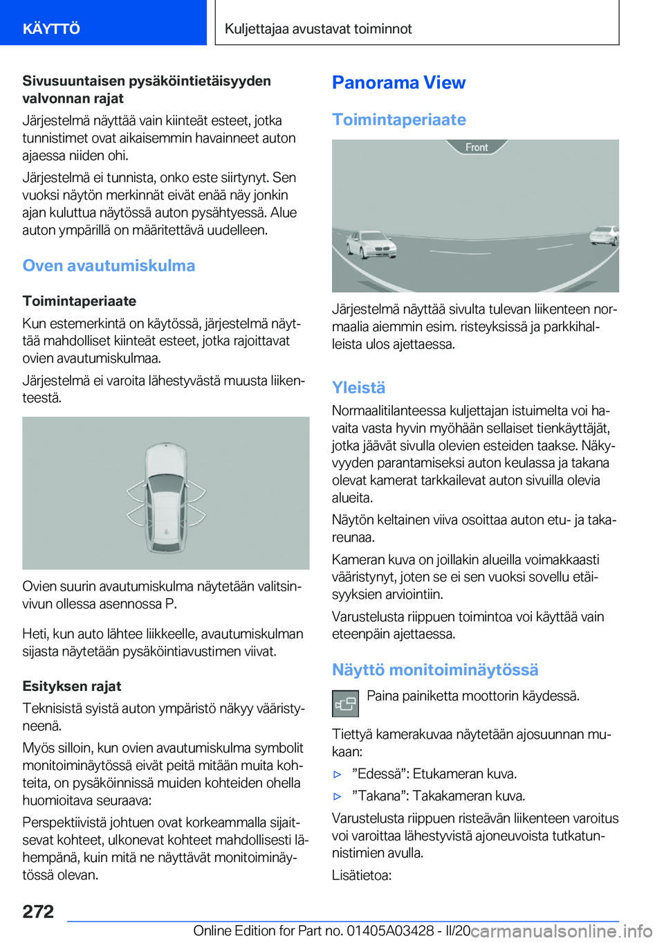 BMW X6 M 2020  Omistajan Käsikirja (in Finnish) �S�i�v�u�s�u�u�n�t�a�i�s�e�n��p�y�s�