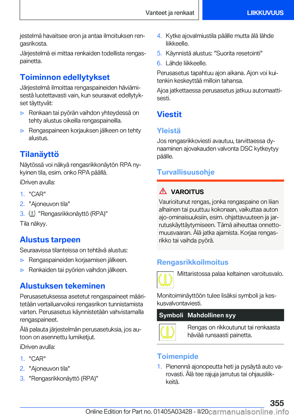 BMW X6 M 2020  Omistajan Käsikirja (in Finnish) �j�e�s�t�e�l�m�
