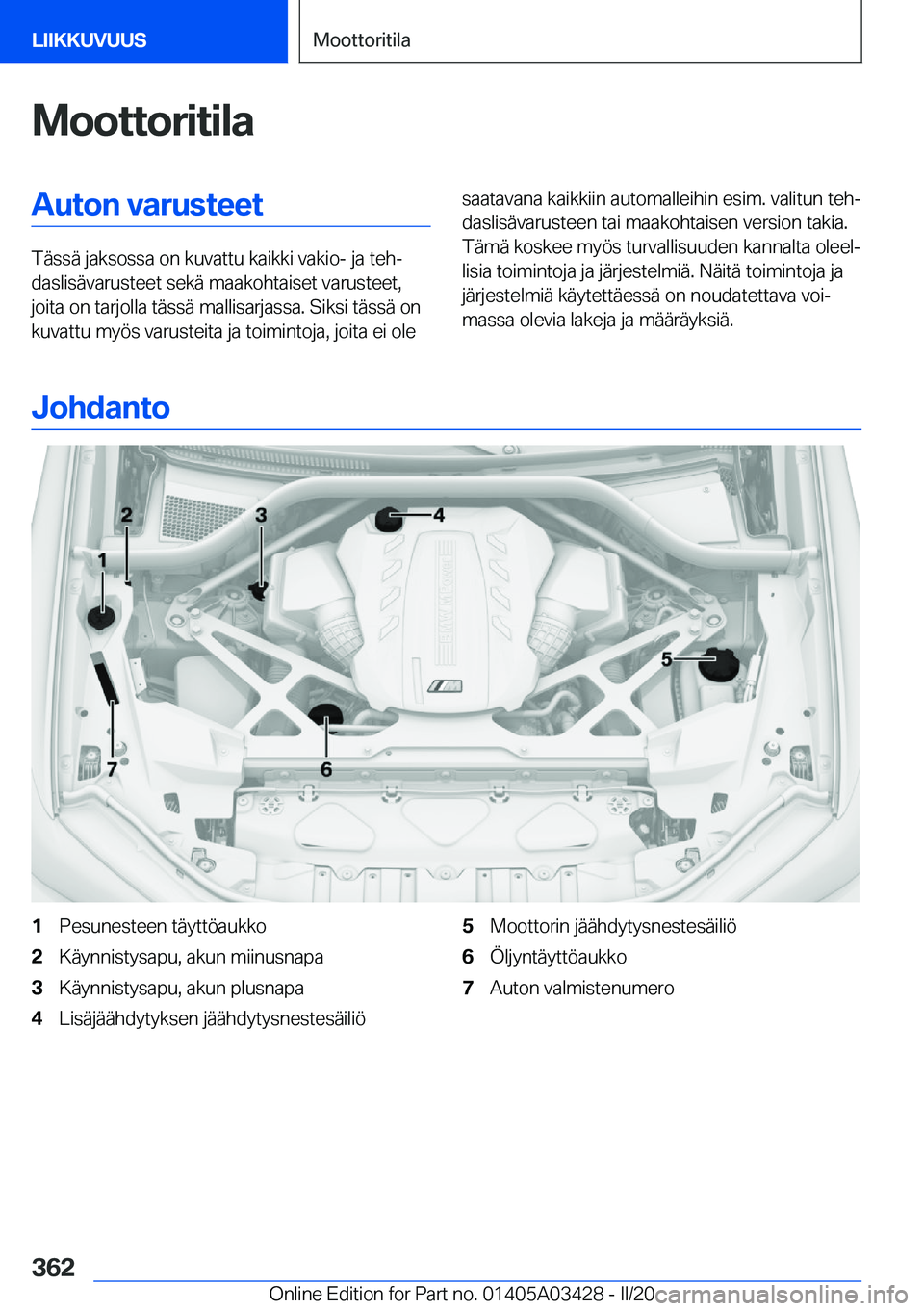 BMW X6 M 2020  Omistajan Käsikirja (in Finnish) �M�o�o�t�t�o�r�i�t�i�l�a�A�u�t�o�n��v�a�r�u�s�t�e�e�t
�T�